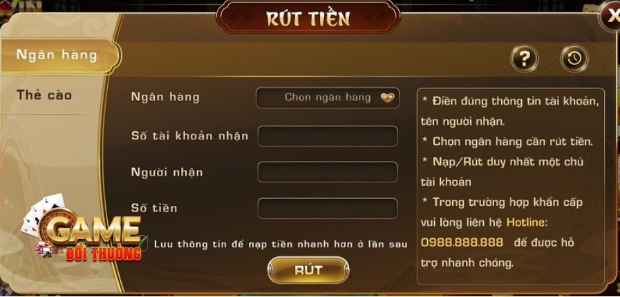 Rút tiền về ngân hàng cực nhanh chóng tại cổng game bài Iwin Club