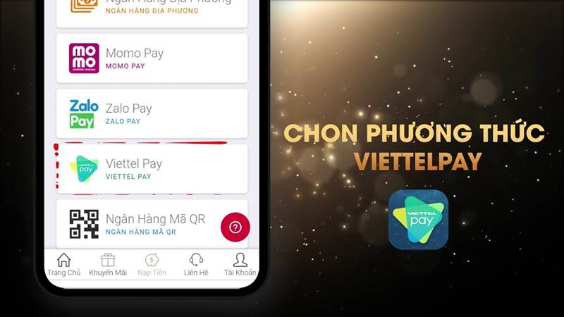 Hãy chọn phương thức nạp tiền phù hợp