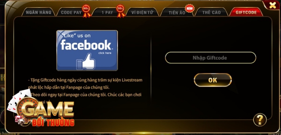 Nạp tiền qua Giftcode