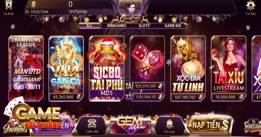 Giao diện Gemwin bắt mắt